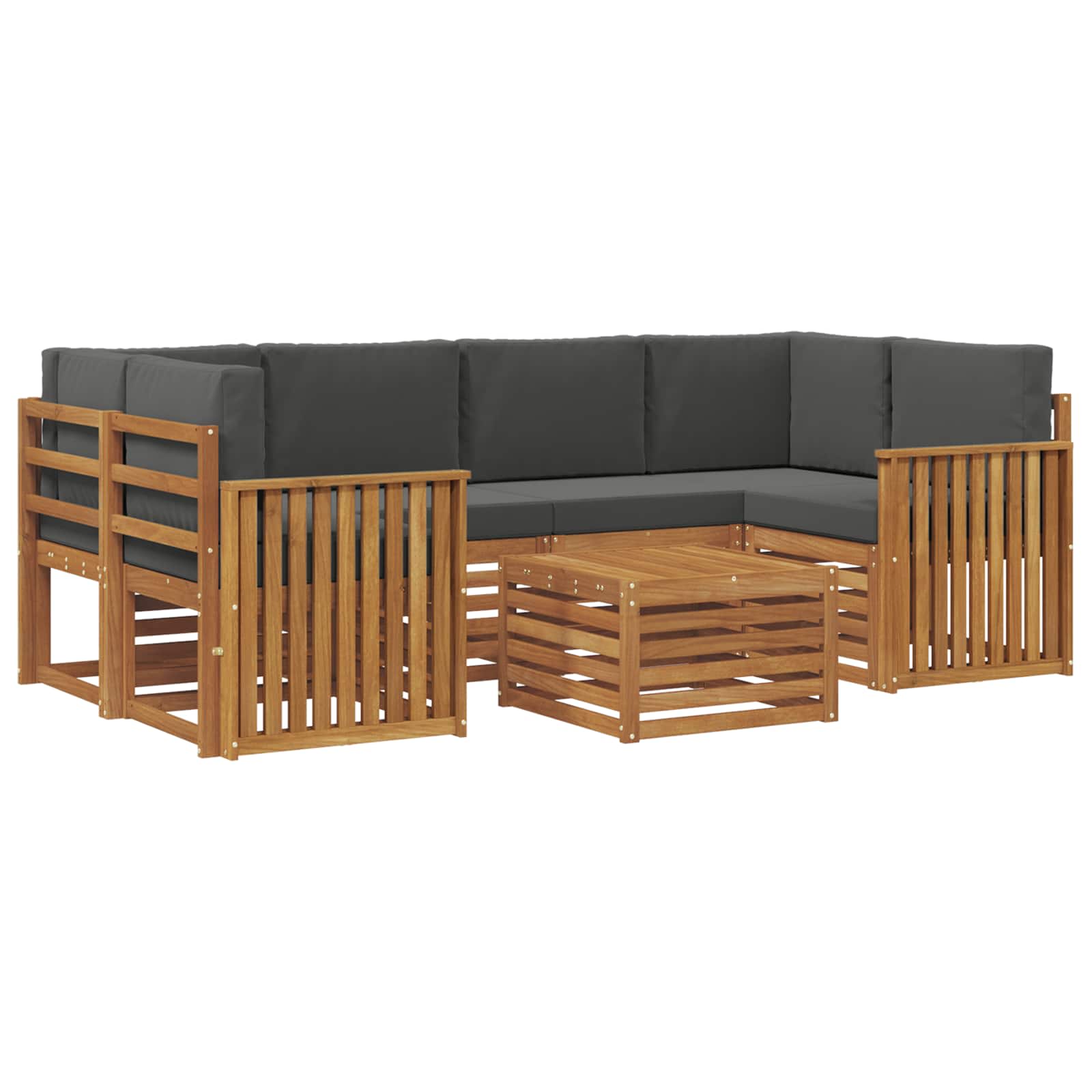 Outdoor-Sofagarnitur mit Kissen 7 pcs Natur und Anthrazit