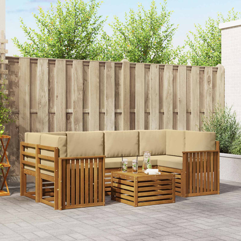 Outdoor-Sofagarnitur 7 pcs Natur und Beige Massivholz Akazie