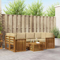 Outdoor-Sofagarnitur 7 pcs Natur und Beige Massivholz Akazie