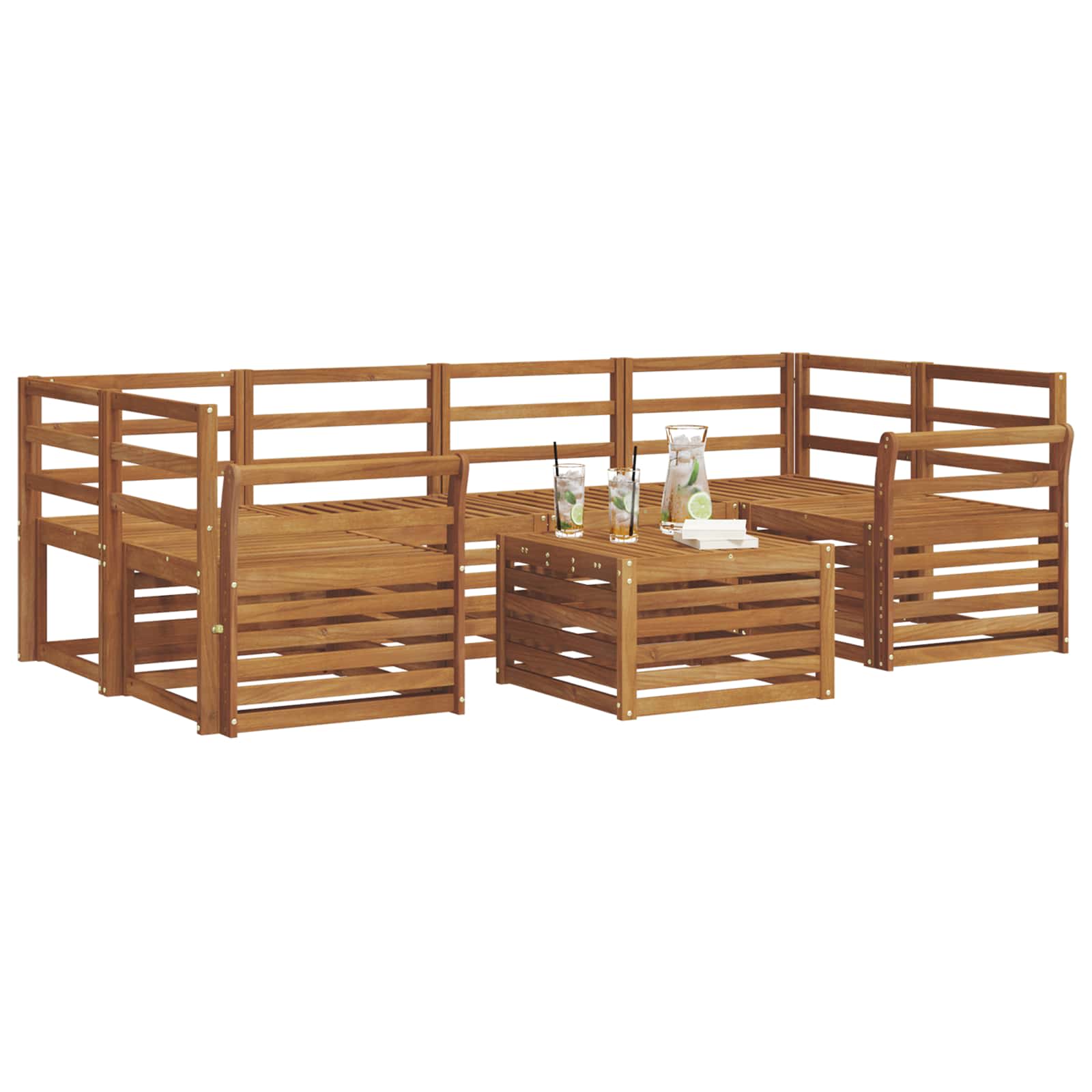 Outdoor-Sofagarnitur 7 pcs Natur Massivholz Akazie