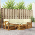 Outdoor-Sofagarnitur 7 pcs Natur und Creme Massivholz Akazie