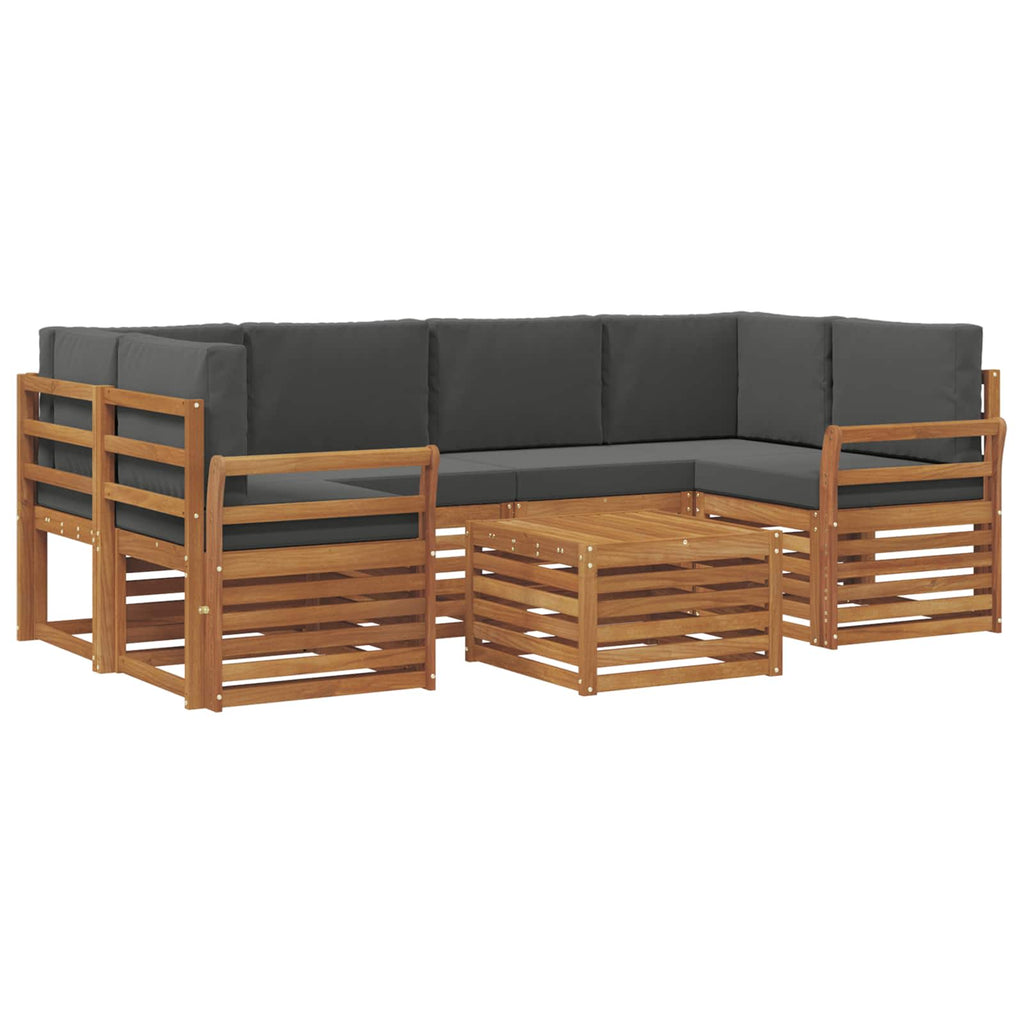 Outdoor-Sofagarnitur mit Kissen 7 pcs Natur und Anthrazit