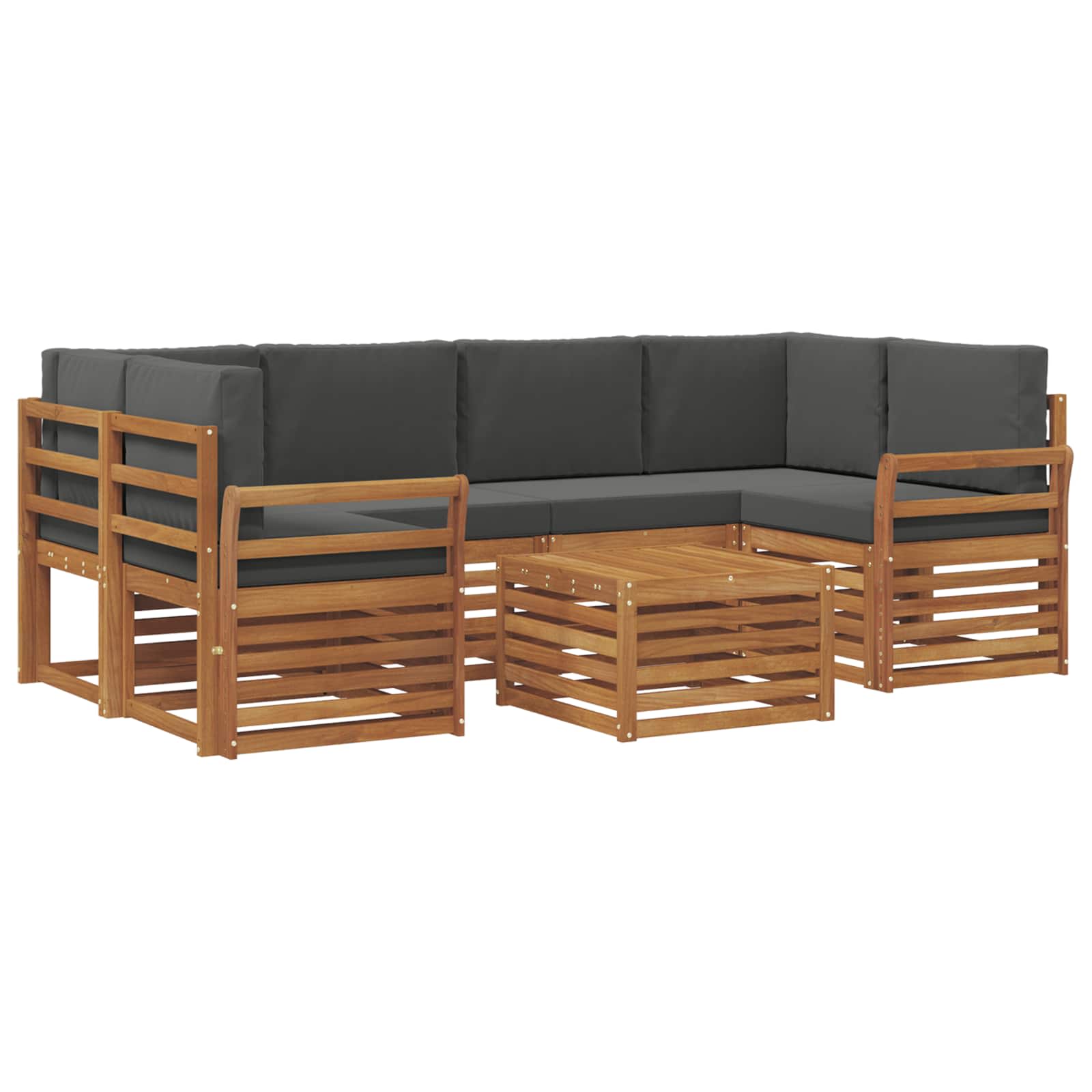 Outdoor-Sofagarnitur mit Kissen 7 pcs Natur und Anthrazit