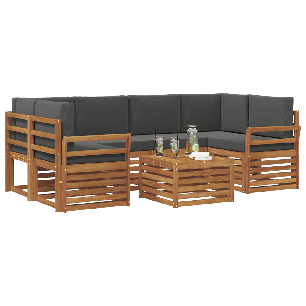 Outdoor-Sofagarnitur mit Kissen 7 pcs Natur und Anthrazit