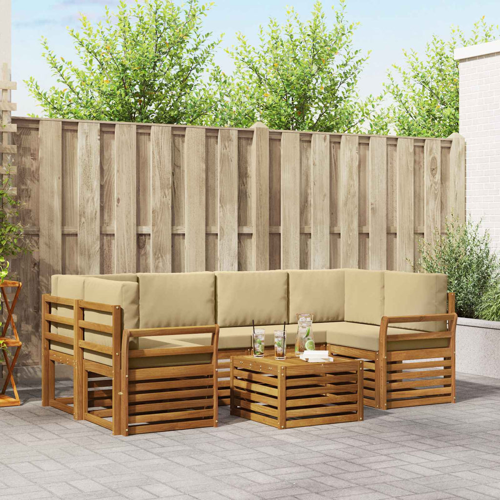 Outdoor-Sofagarnitur 7 pcs Natur und Beige Massivholz Akazie