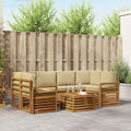 Outdoor-Sofagarnitur 7 pcs Natur und Beige Massivholz Akazie