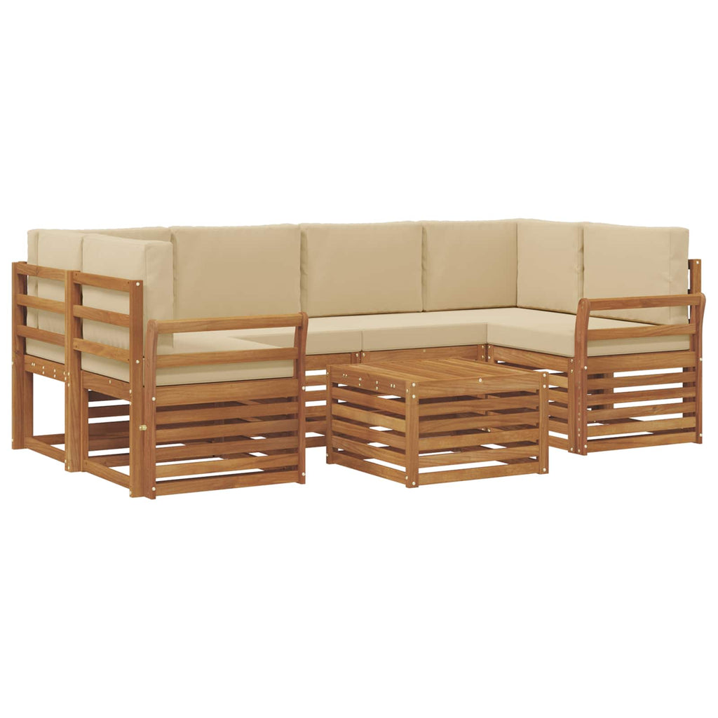 Outdoor-Sofagarnitur 7 pcs Natur und Beige Massivholz Akazie