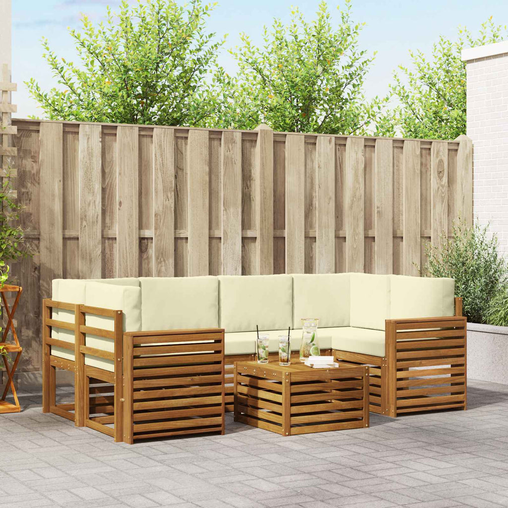 Outdoor-Sofagarnitur 7 pcs Natur und Creme Massivholz Akazie