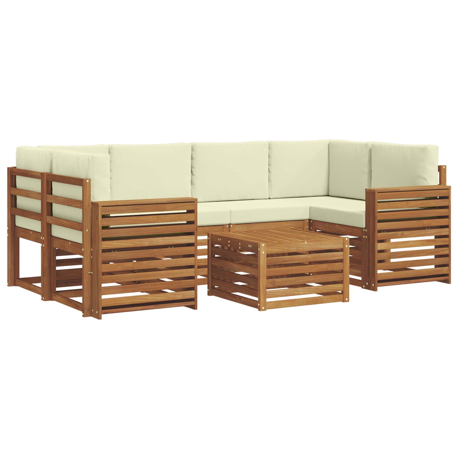 Outdoor-Sofagarnitur 7 pcs Natur und Creme Massivholz Akazie