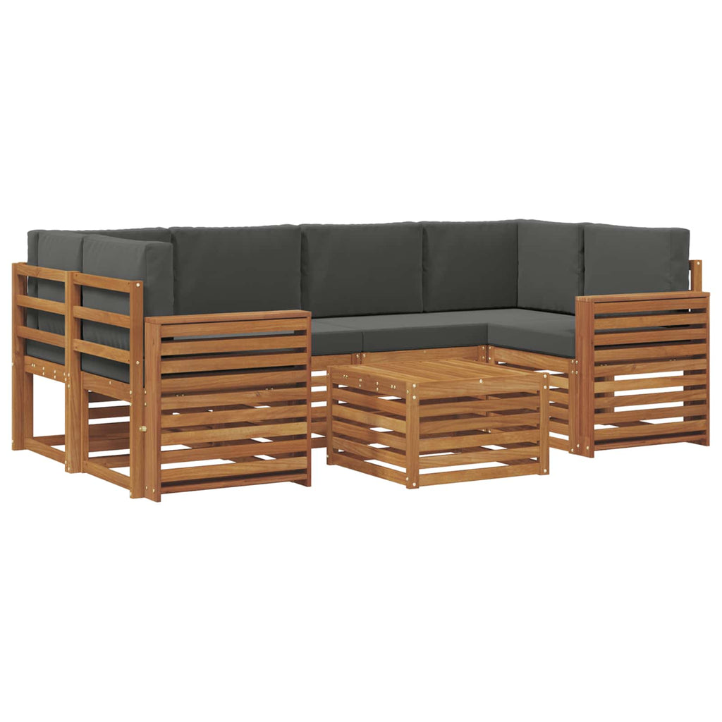 Outdoor-Sofagarnitur mit Kissen 7 pcs Natur und Anthrazit