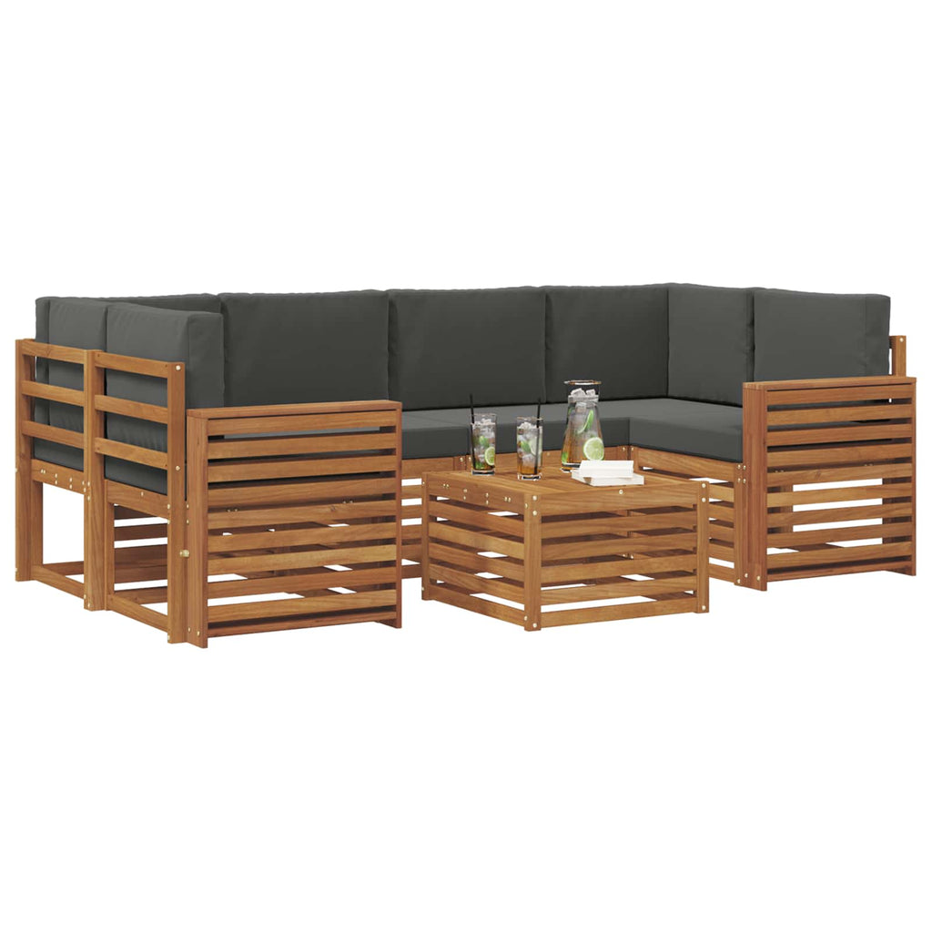 Outdoor-Sofagarnitur mit Kissen 7 pcs Natur und Anthrazit