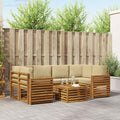Outdoor-Sofagarnitur 7 pcs Natur und Beige Massivholz Akazie