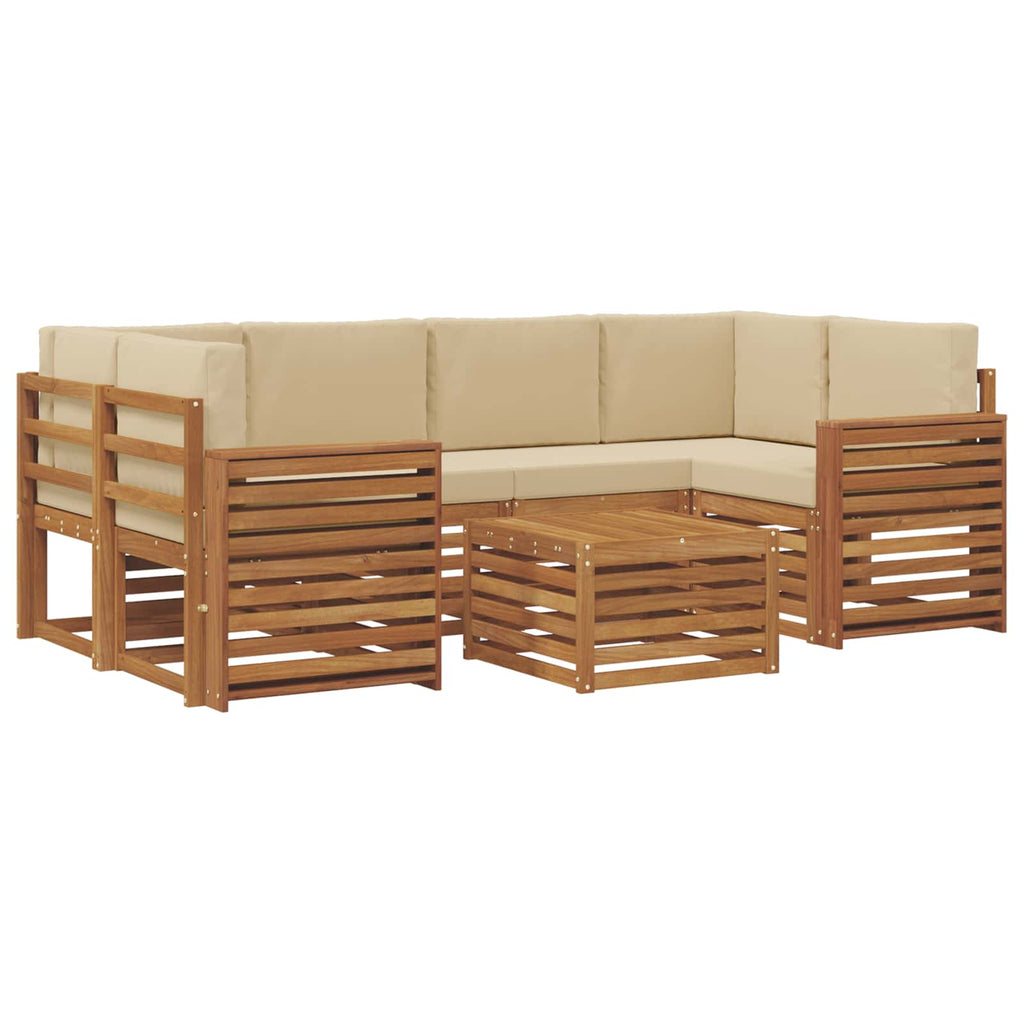 Outdoor-Sofagarnitur 7 pcs Natur und Beige Massivholz Akazie
