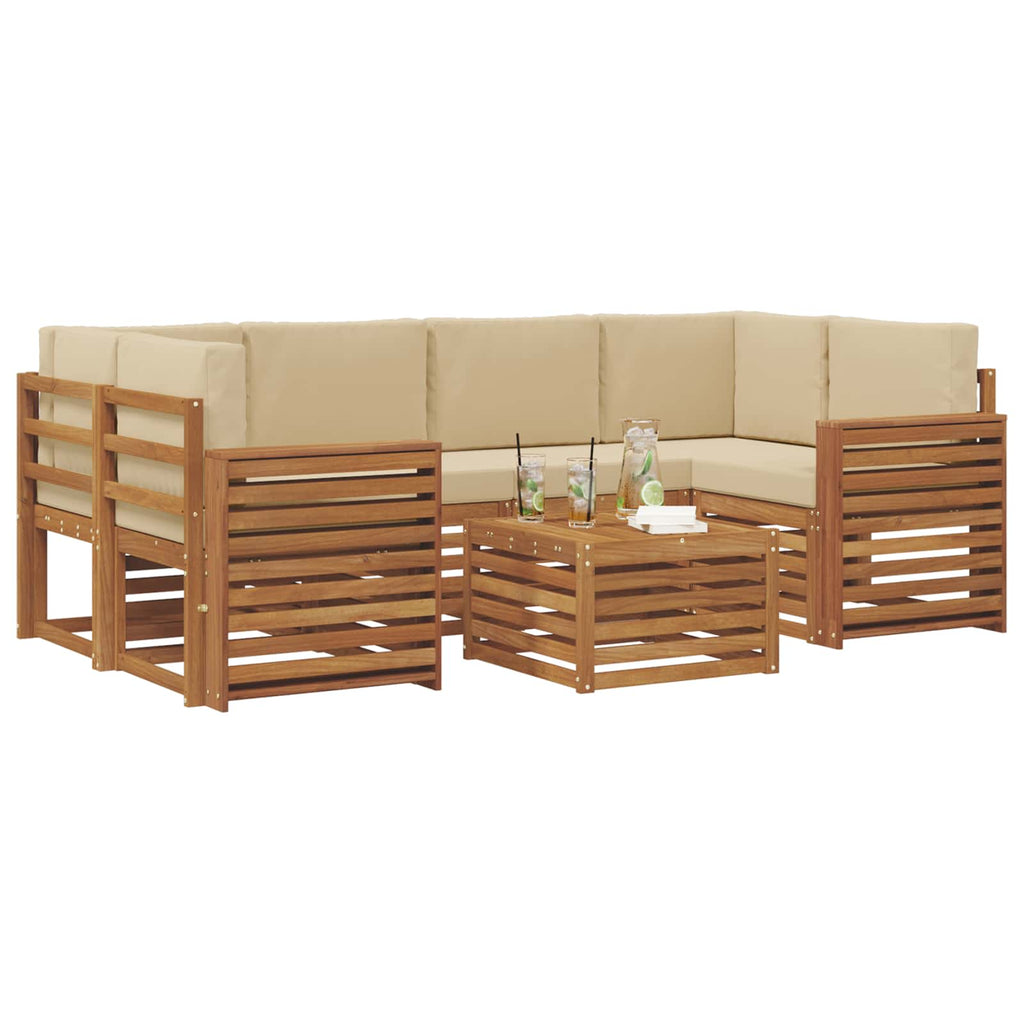 Outdoor-Sofagarnitur 7 pcs Natur und Beige Massivholz Akazie