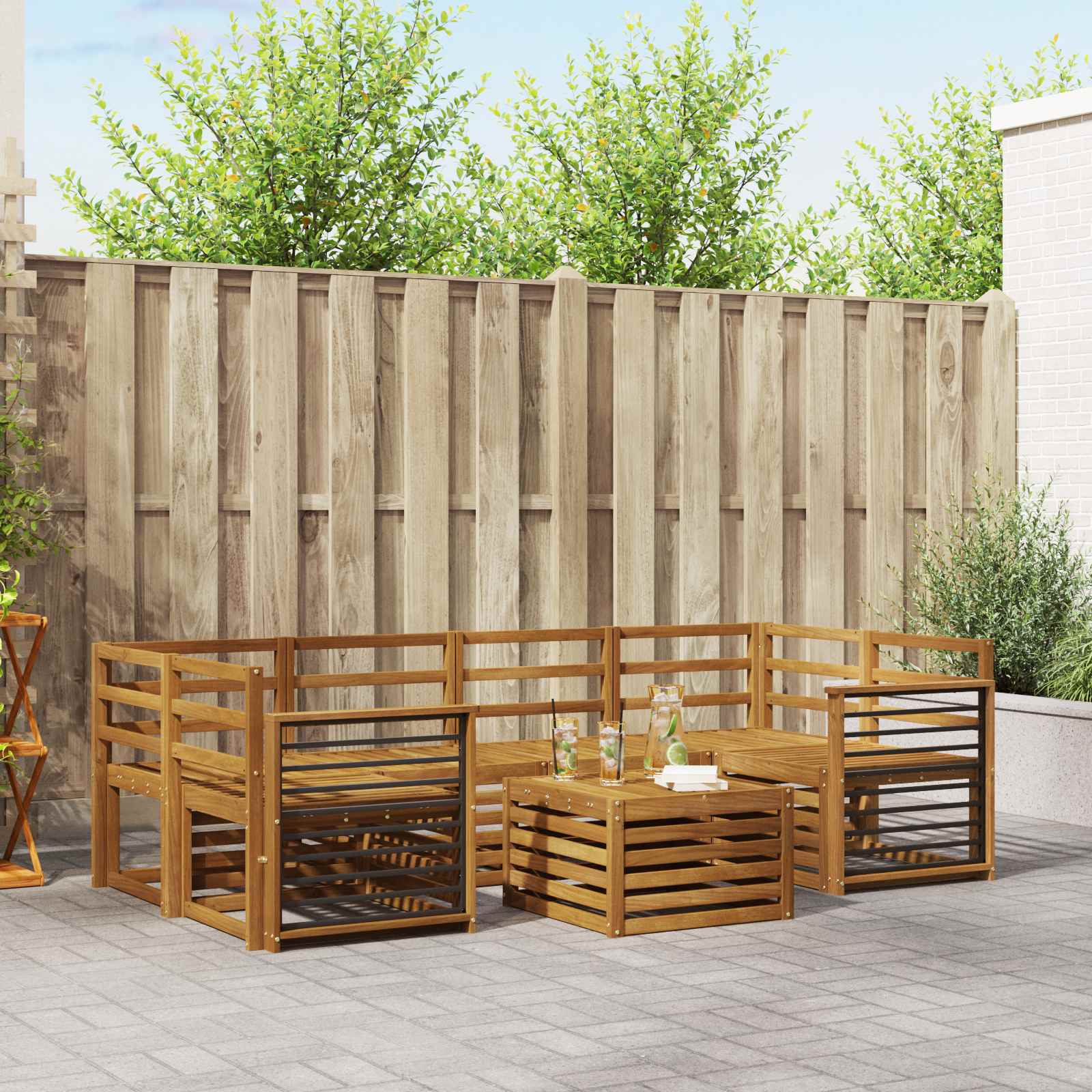 Sofagarnituren 7 pcs Natur Massivholz Akazie
