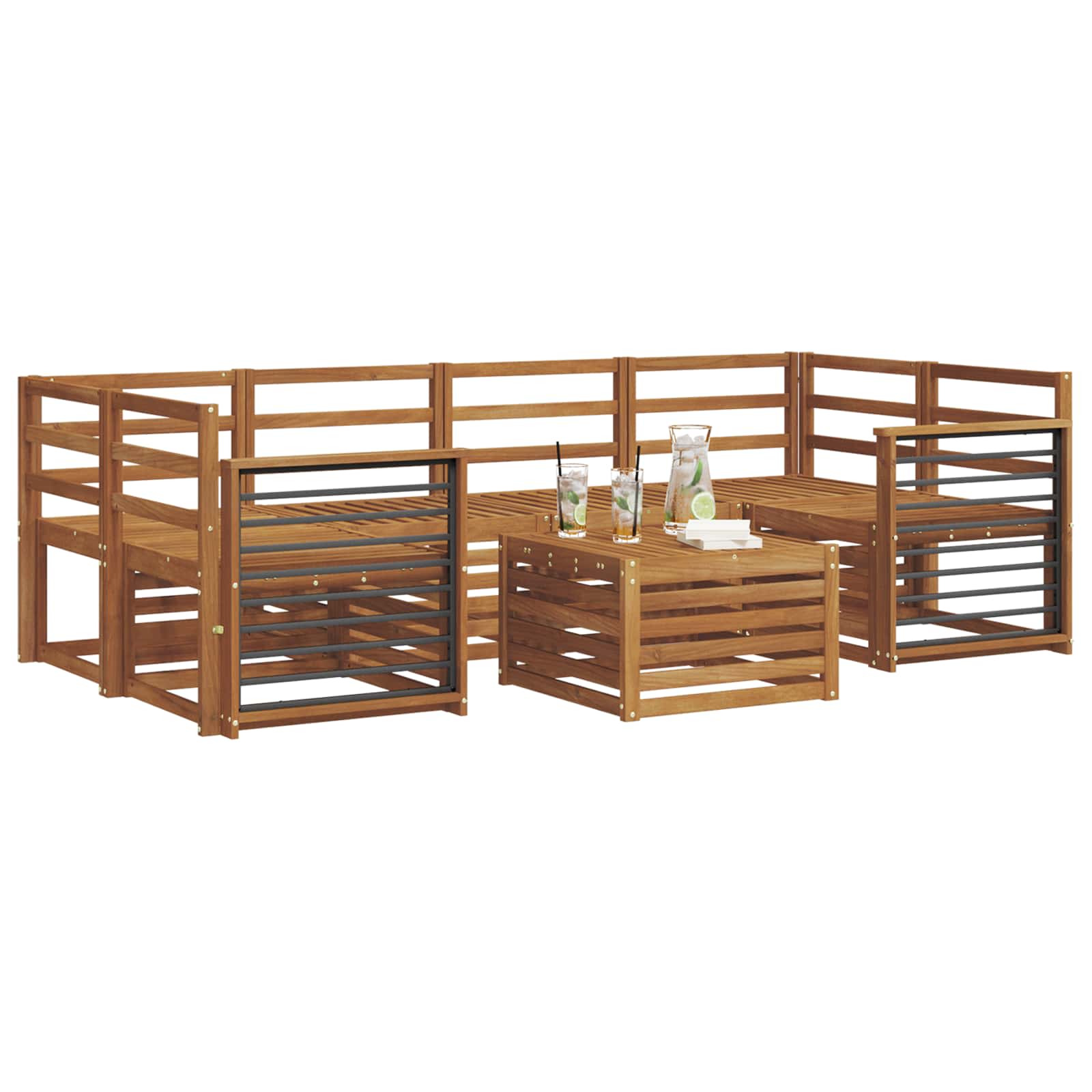 Sofagarnituren 7 pcs Natur Massivholz Akazie