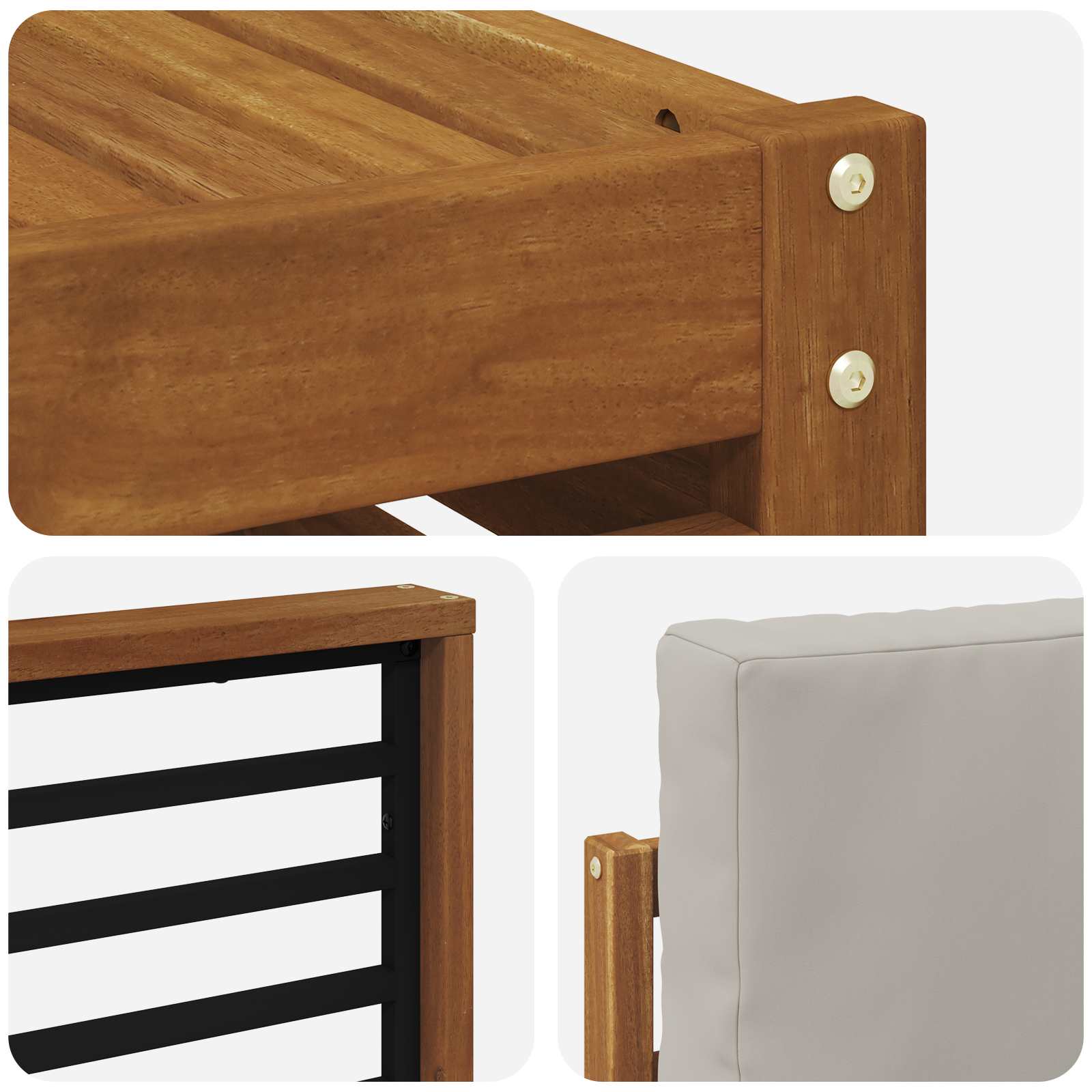 Outdoor-Sofagarnitur mit Kissen 7 pcs Natürlich und Hellgrau