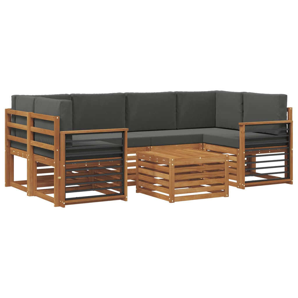 Outdoor-Sofagarnitur mit Kissen 7 pcs Natur und Anthrazit