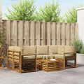 Outdoor-Sofagarnitur 7 pcs Natur und Beige Massivholz Akazie