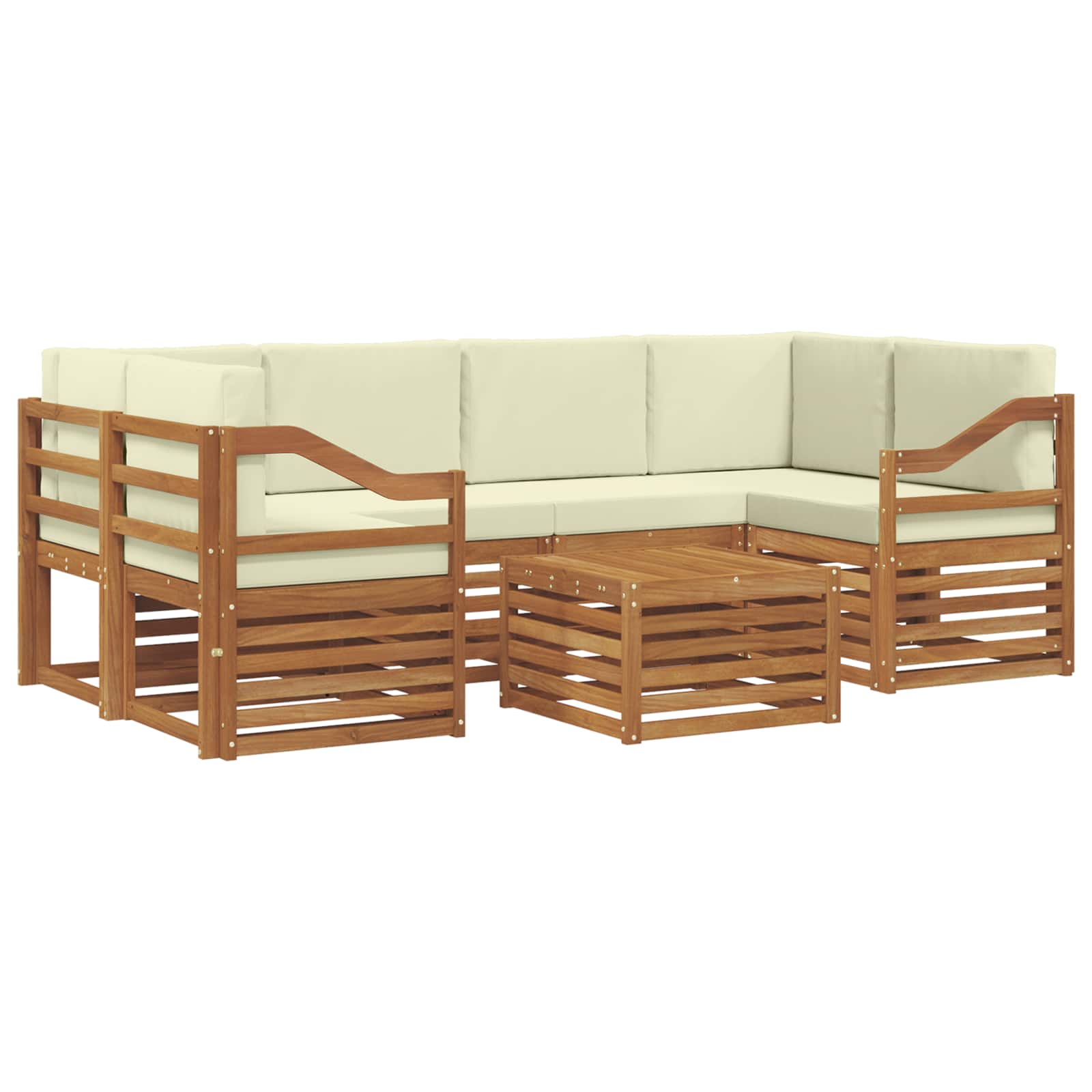 Outdoor-Sofagarnitur 7 pcs Natur und Creme Massivholz Akazie