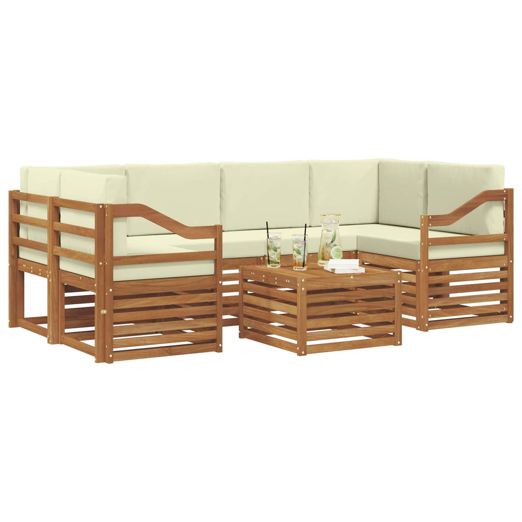 Outdoor-Sofagarnitur 7 pcs Natur und Creme Massivholz Akazie