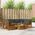 Outdoor-Sofagarnitur mit Kissen 7 pcs Natur und Anthrazit