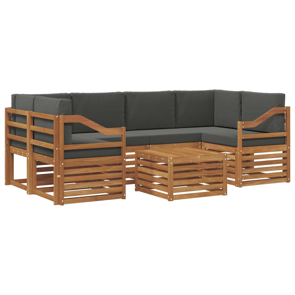 Outdoor-Sofagarnitur mit Kissen 7 pcs Natur und Anthrazit
