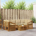 Outdoor-Sofagarnitur 7 pcs Natur und Beige Massivholz Akazie