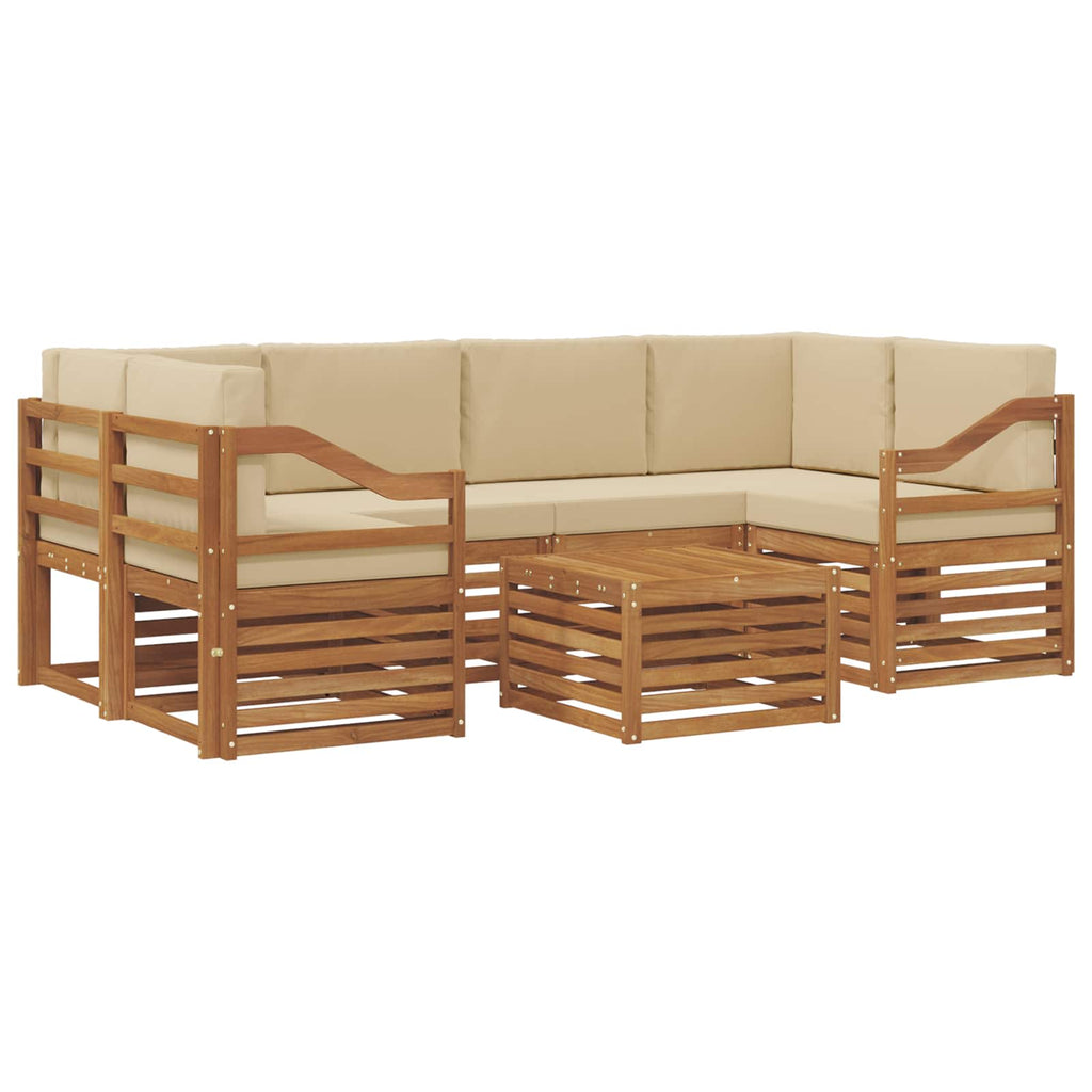 Outdoor-Sofagarnitur 7 pcs Natur und Beige Massivholz Akazie