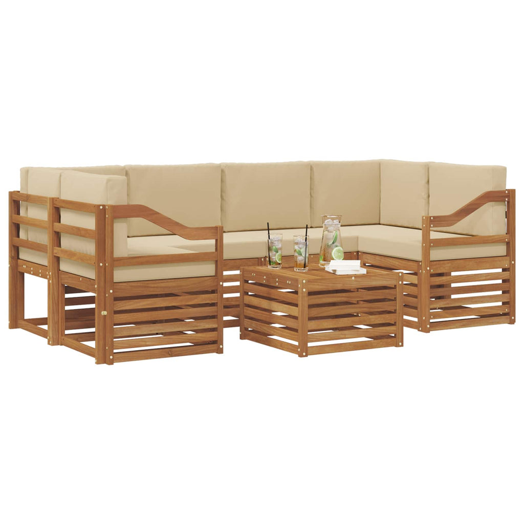 Outdoor-Sofagarnitur 7 pcs Natur und Beige Massivholz Akazie