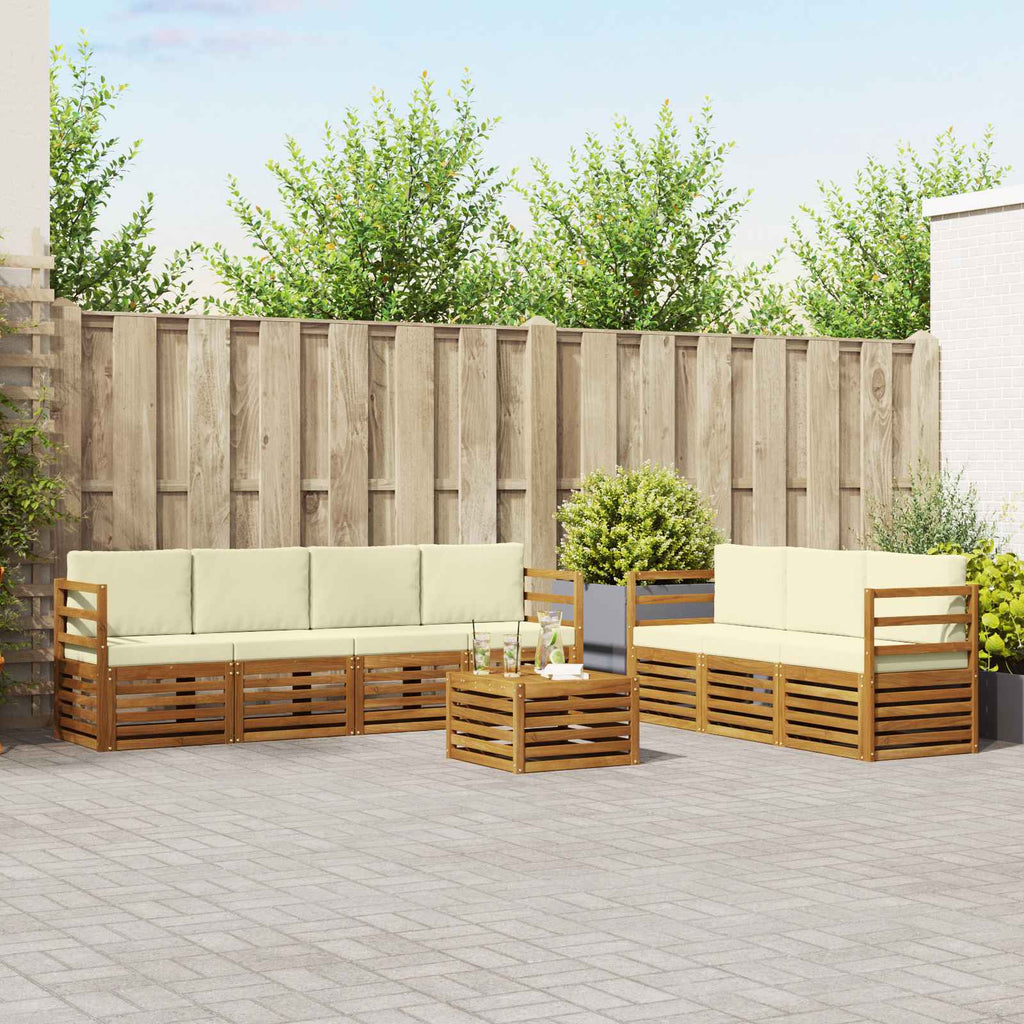 Sofagarnituren 8 pcs Natur und Creme Massivholz Akazie