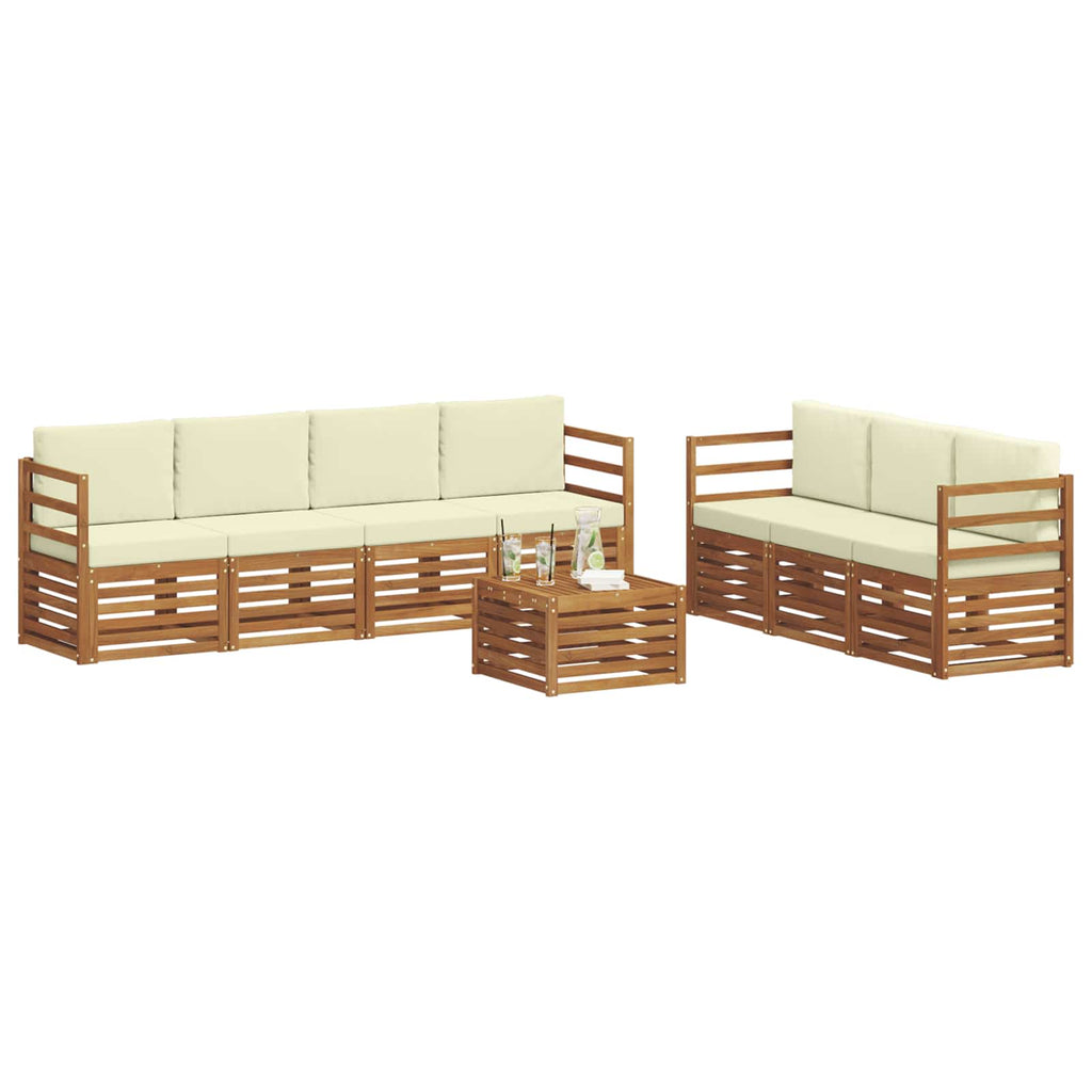 Sofagarnituren 8 pcs Natur und Creme Massivholz Akazie