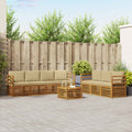 Sofagarnituren 8 pcs Natur und Beige Massivholz Akazie