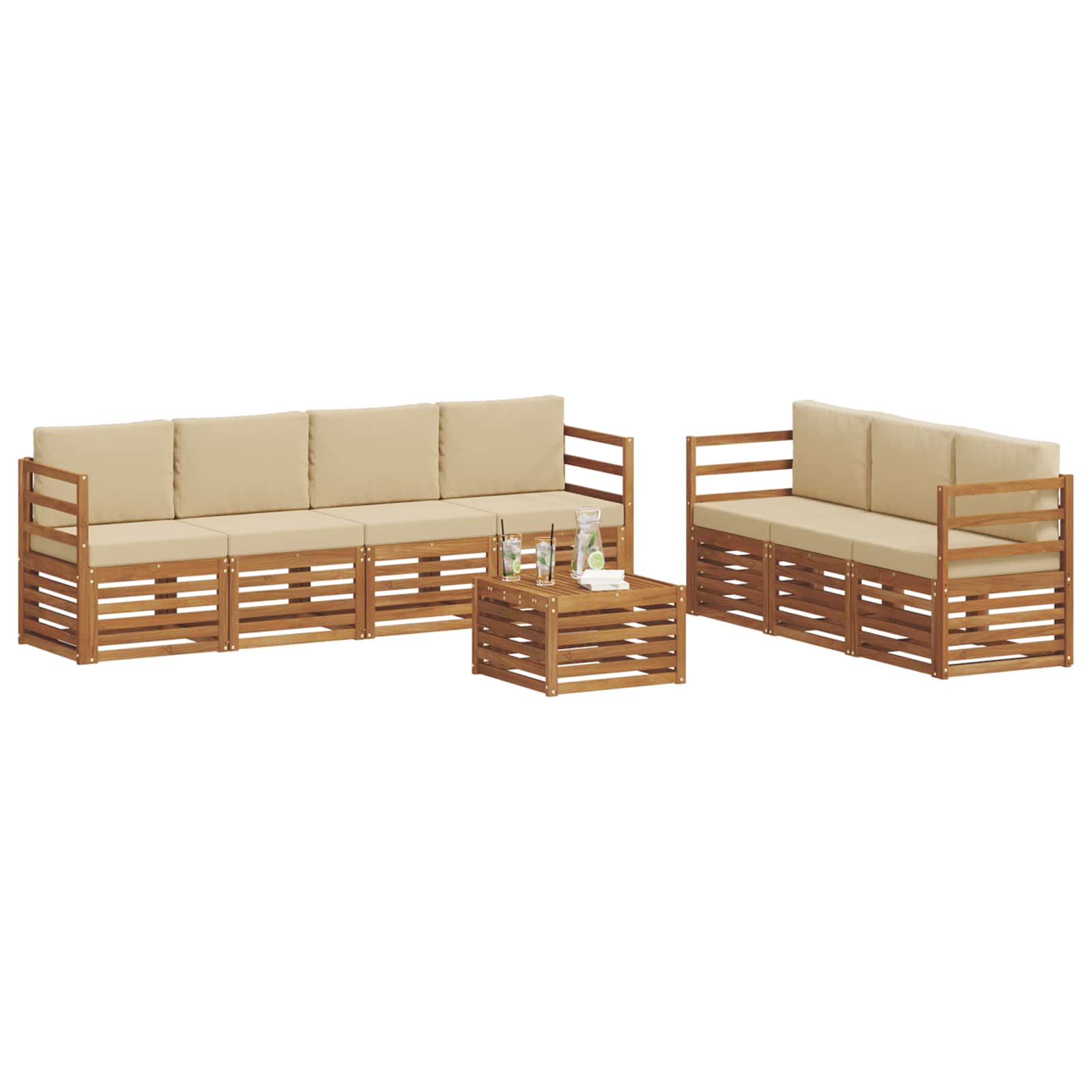 Sofagarnituren 8 pcs Natur und Beige Massivholz Akazie