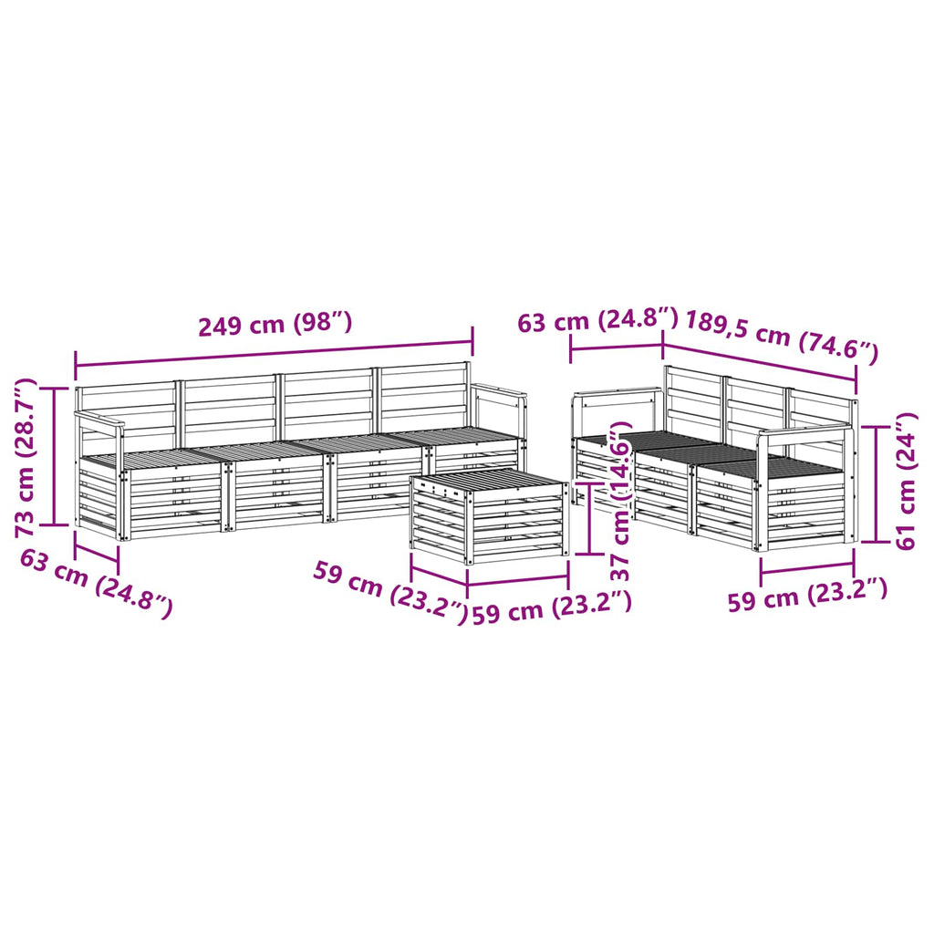 Sofagarnituren 8 pcs Natur Massivholz Akazie