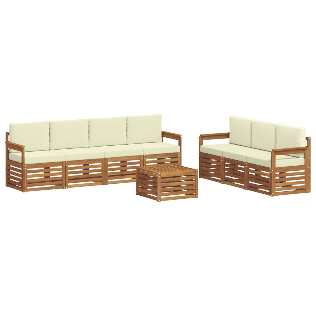 Sofagarnituren 8 pcs Natur und Creme Massivholz Akazie
