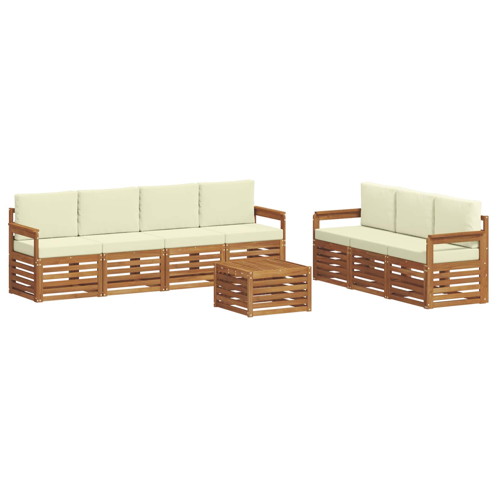 Sofagarnituren 8 pcs Natur und Creme Massivholz Akazie