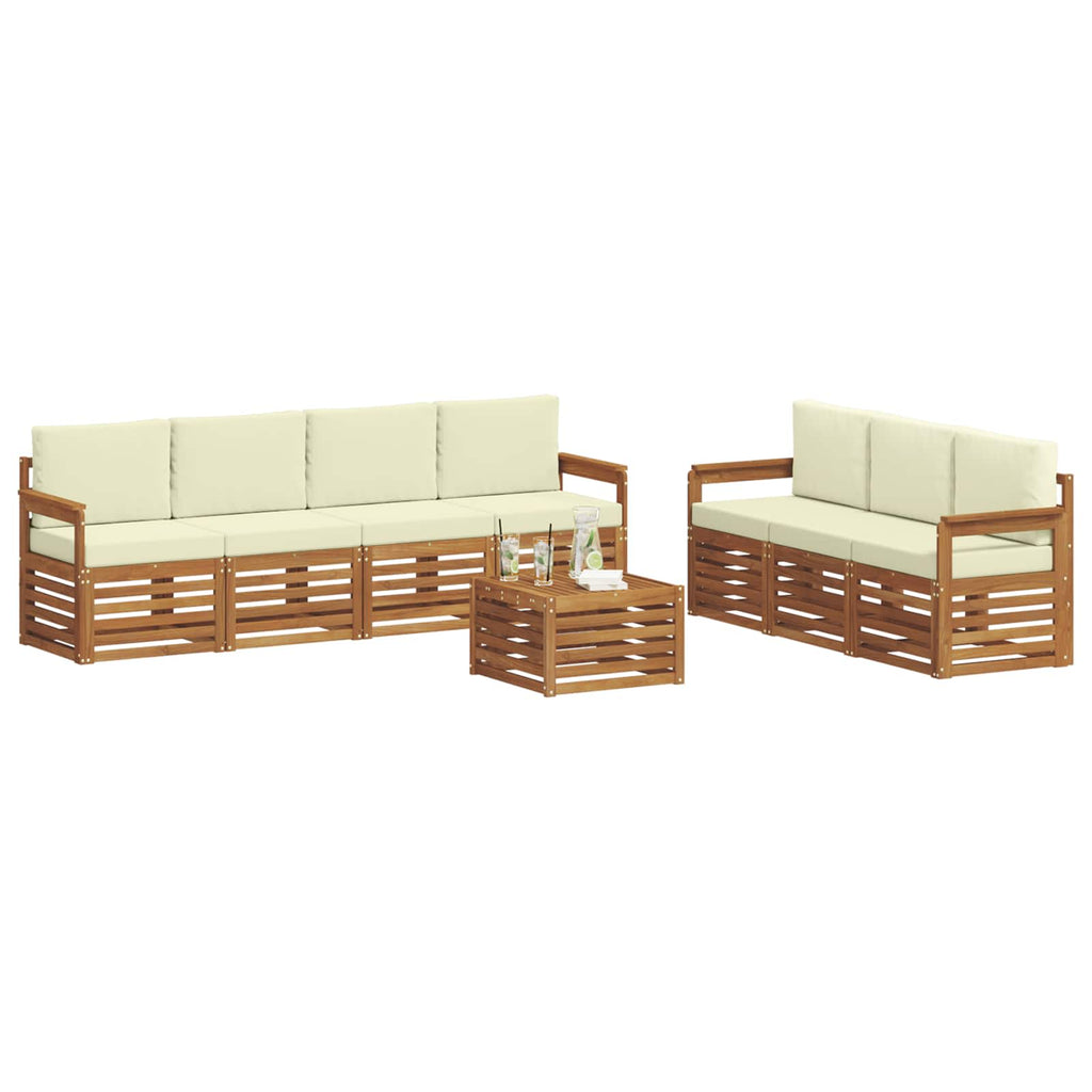 Sofagarnituren 8 pcs Natur und Creme Massivholz Akazie
