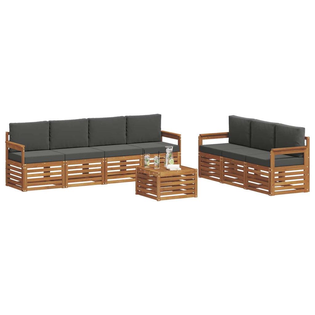 Sofagarnituren 8 pcs Natur und Anthrazit Massivholz Akazie