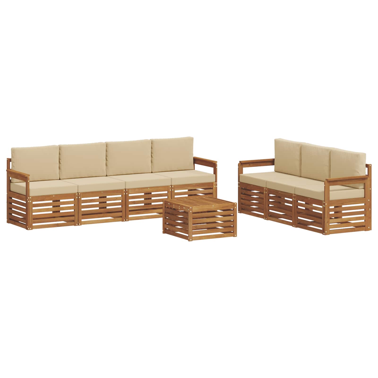 Sofagarnituren 8 pcs Natur und Beige Massivholz Akazie