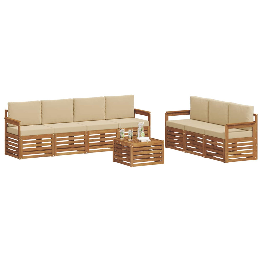 Sofagarnituren 8 pcs Natur und Beige Massivholz Akazie
