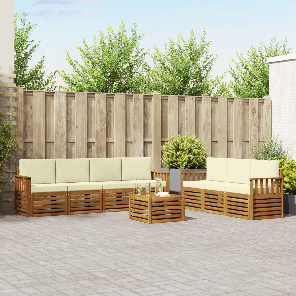 Sofagarnituren 8 pcs Natur und Creme Massivholz Akazie