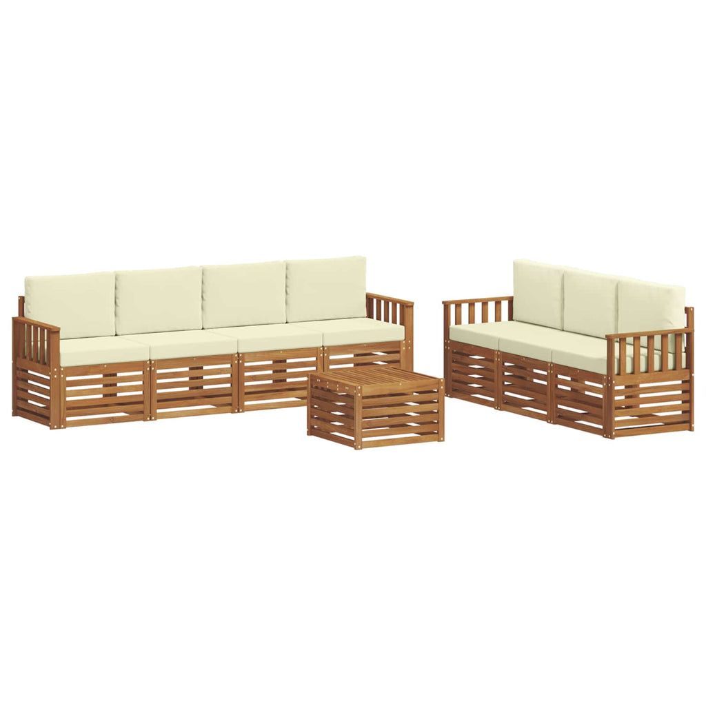 Sofagarnituren 8 pcs Natur und Creme Massivholz Akazie