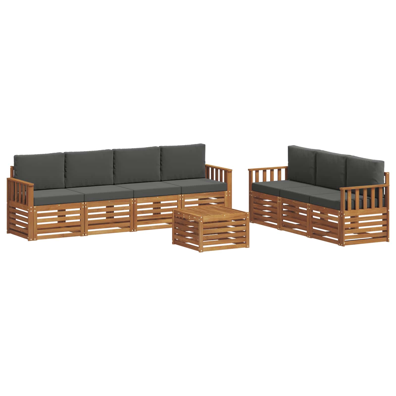 Sofagarnituren 8 pcs Natur und Anthrazit Massivholz Akazie