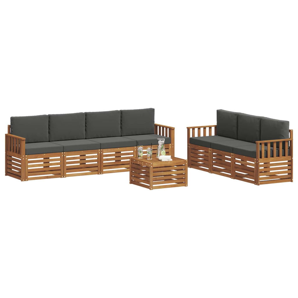 Sofagarnituren 8 pcs Natur und Anthrazit Massivholz Akazie