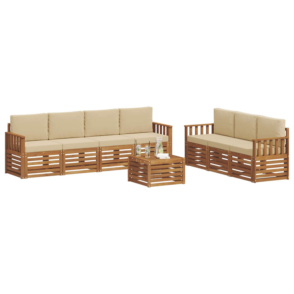 Sofagarnituren 8 pcs Natur und Beige Massivholz Akazie