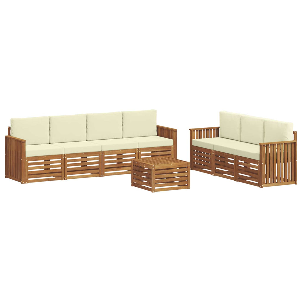Sofagarnituren 8 pcs Natur und Creme Massivholz Akazie