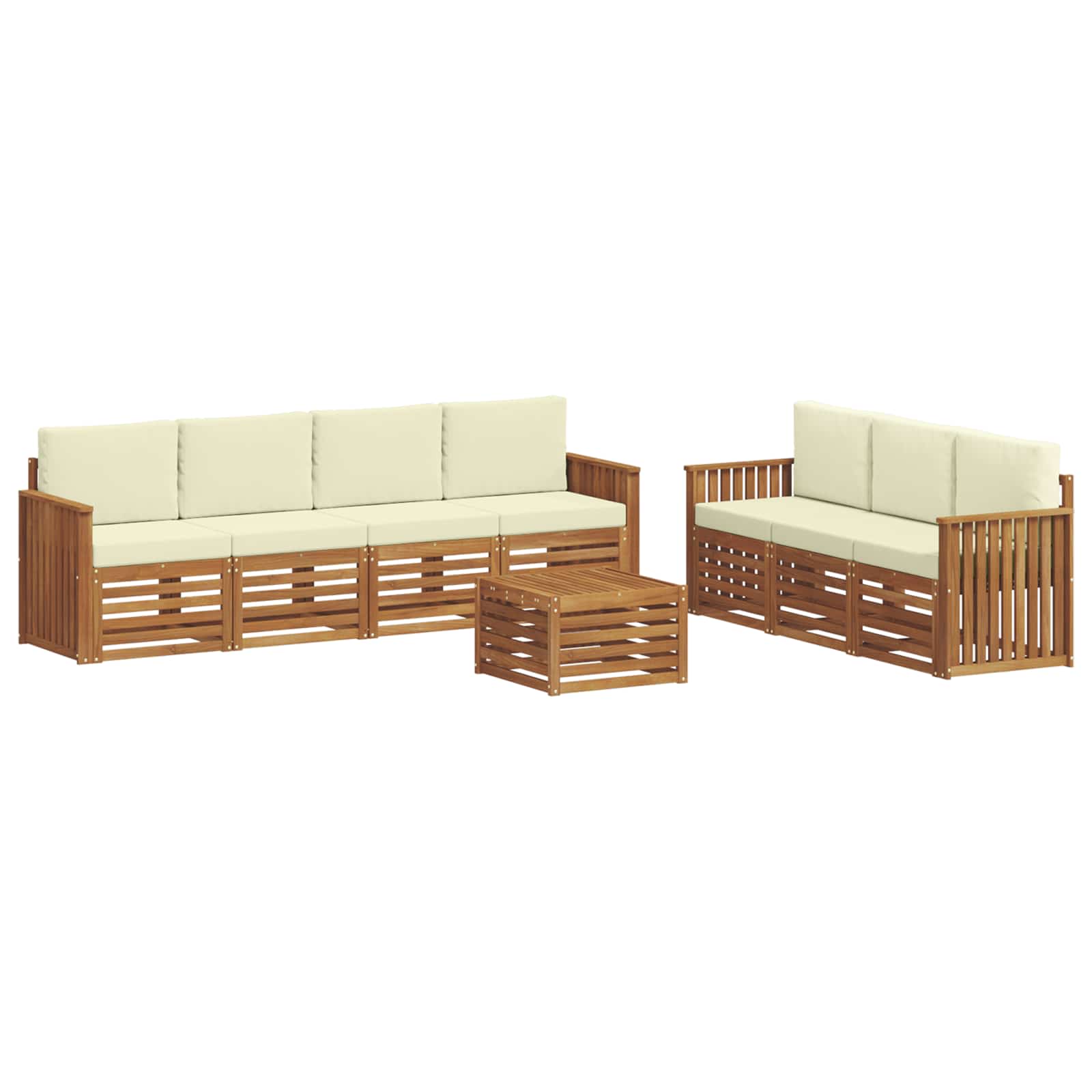 Sofagarnituren 8 pcs Natur und Creme Massivholz Akazie
