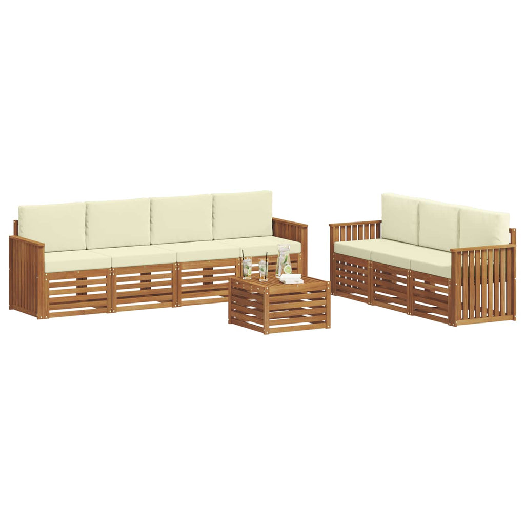 Sofagarnituren 8 pcs Natur und Creme Massivholz Akazie