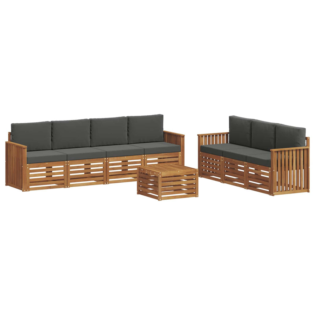 Sofagarnituren 8 pcs Natur und Anthrazit Massivholz Akazie